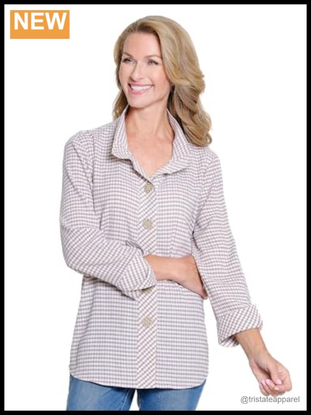 Women's 3/4 Sleeve Blouse with Wire Collar